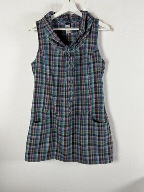 Patagonia Women's Size 6 Plaid Flannel Sleeveless Mini Dress Cowl Neck Sports